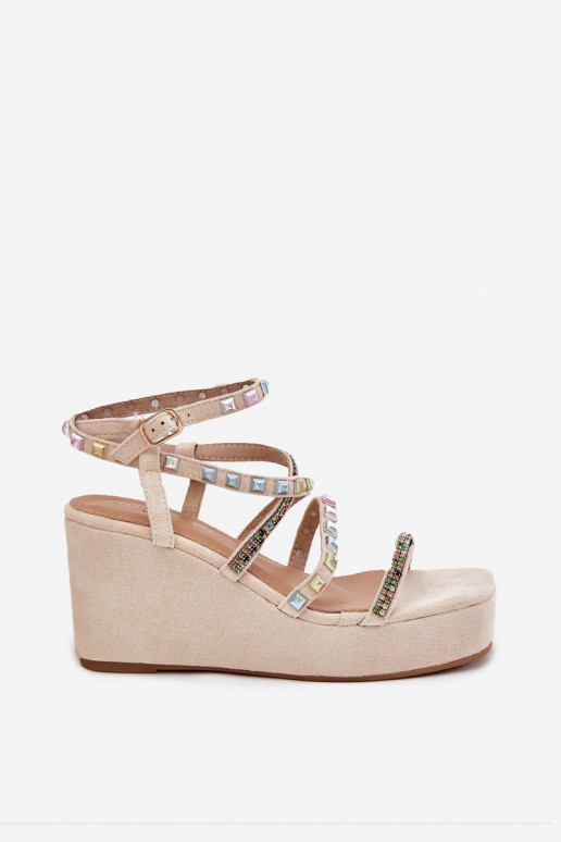 Damensandalen Auf einem Keil Mit Dekoration Zu Paskach Beige Lunara Damensandalen Auf einem Keil Mit Dekoration Zu Paskach Beige Lunara