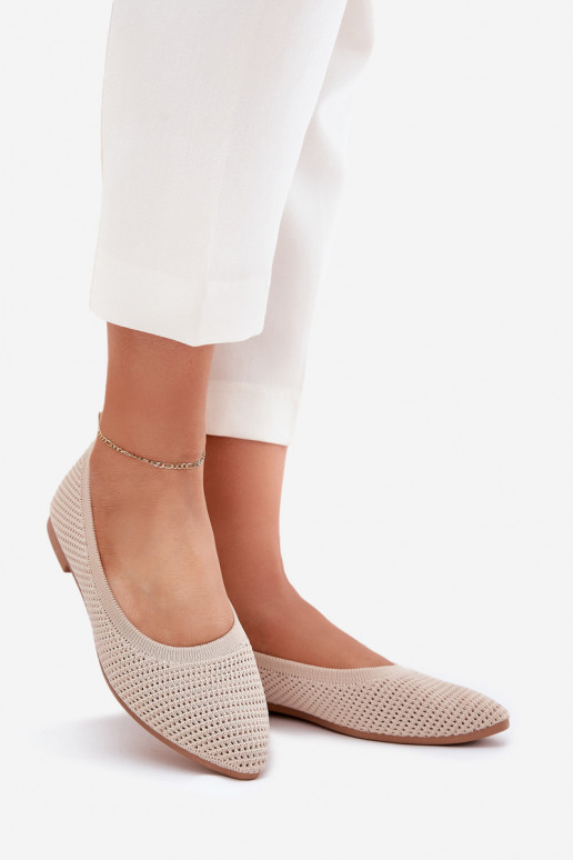 Netz Ballerinas aus Stoff Feminin Beige Sarina