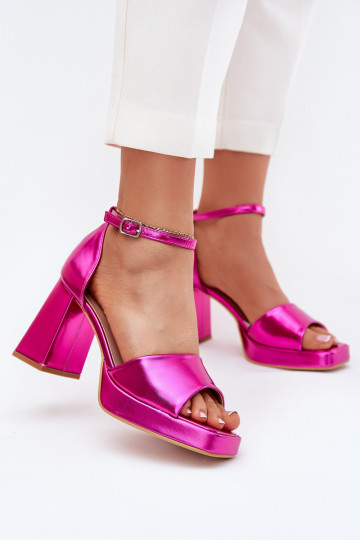 Lackierte Sandalen für Damen mit Absätzen pinke Farbe Es mussrila 2