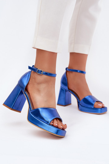 Lackierte Sandalen für Damen mit Absätzen blaue Farbe Es mussrila