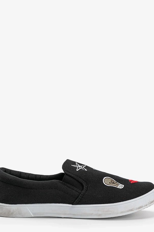 Schwarze Stoffschuhe mit...