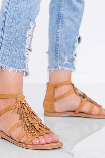 Lichte bruine sandalen met...