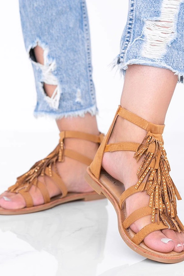 Lichte bruine sandalen met franjes, „Noronha" 2