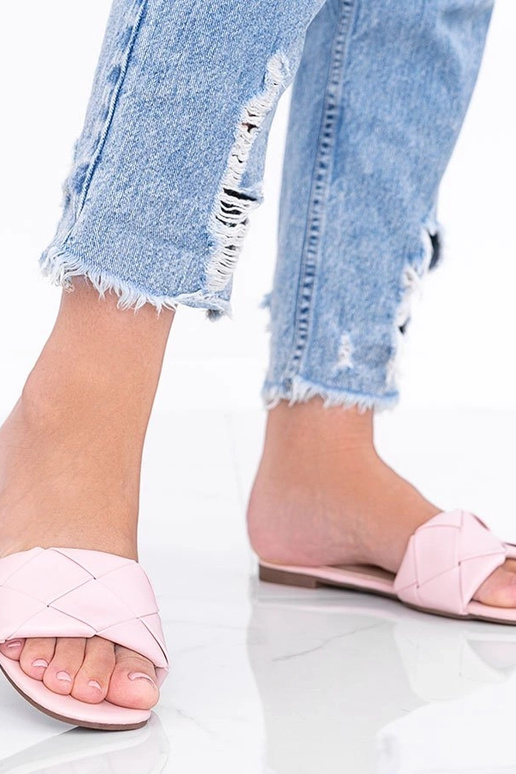 Roze sandalen met gevlochten...
