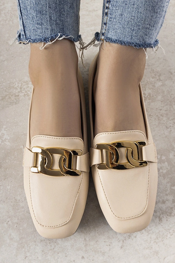 Beige loafers med gulddekoration Hashtag 2