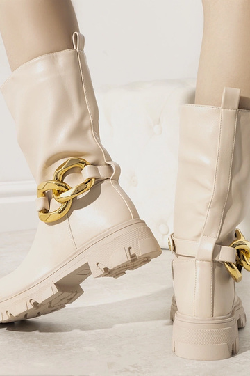 Beige isolierte Stiefeletten mit Kette Harrison 2