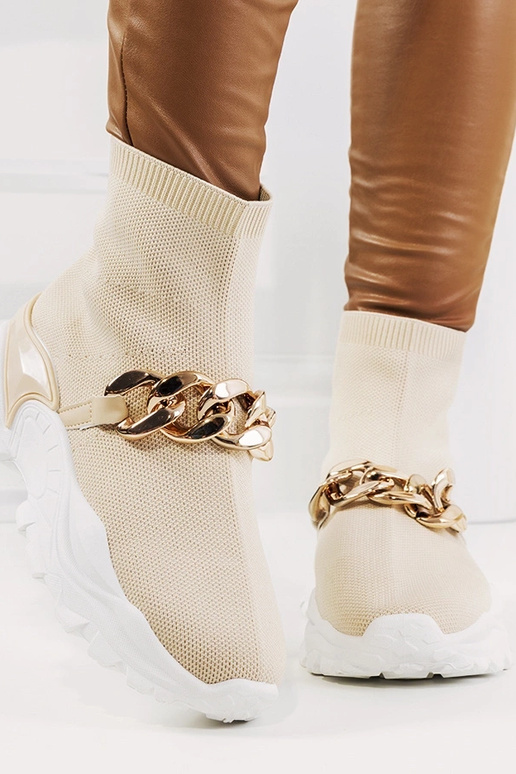 Sandfarbene hohe Sportschuhe, „Hurtado"