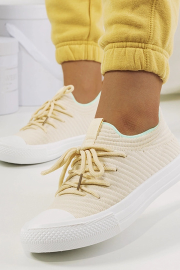 Beige Damen-Schnürsneakers,...