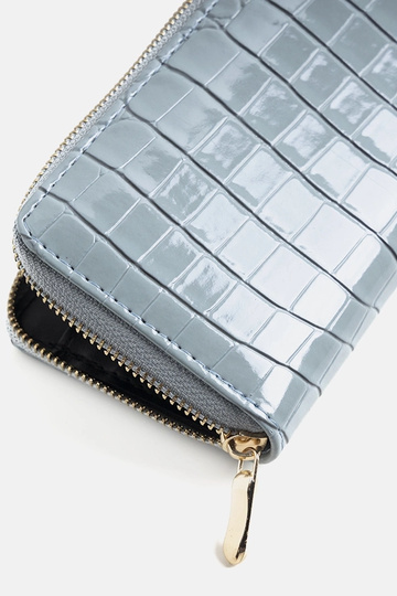 Portefeuille en cuir verni bleu Spangler