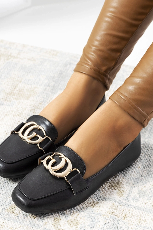 Sorte loafers med guldspænde Theresa Sorte loafers med guldspænde Theresa
