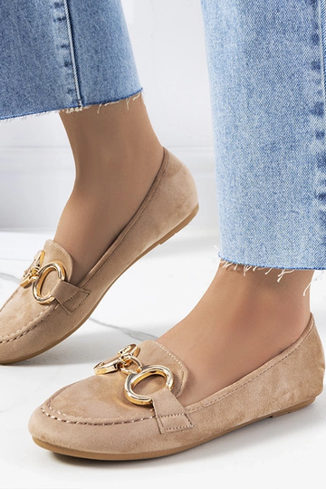 Beige Mokassins mit...