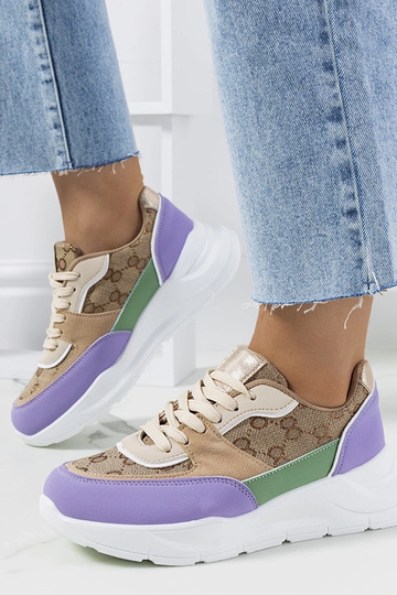 Beige og lilla Elyne damesneakers