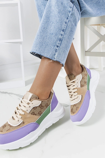 Beige und lila Elyne Damen-Sneaker 2