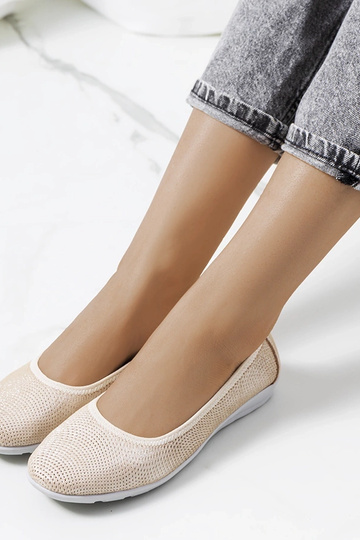 Elmas Beige Læder Ballet Flats