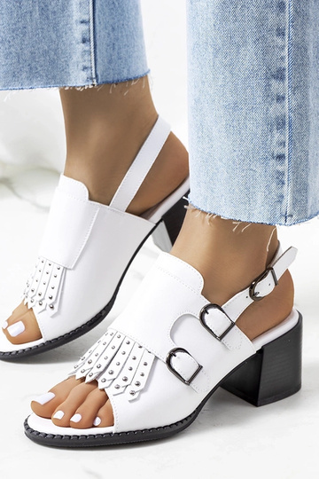 Weiße Ledersandalen mit...