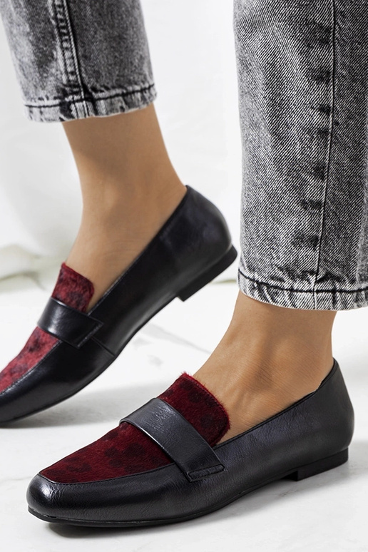 Sorte og bordeauxrøde Kolk damesko