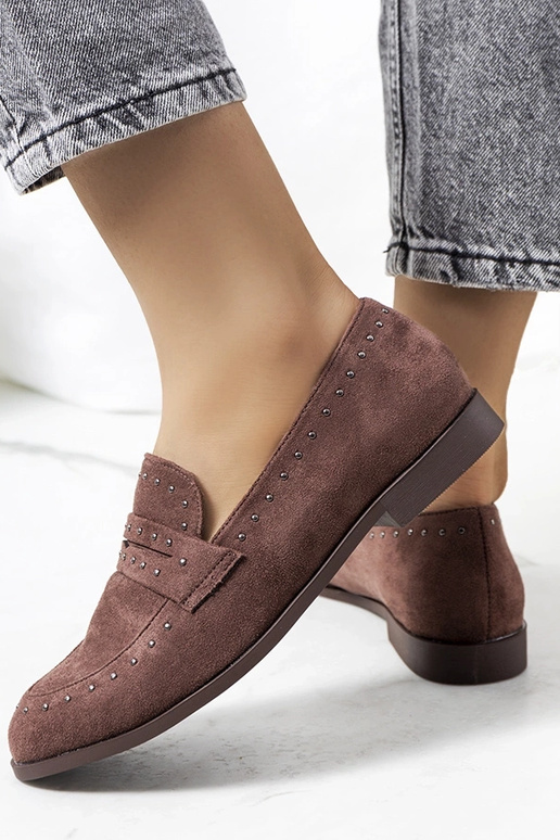 Mocassins en cuir marron clouté Ishana