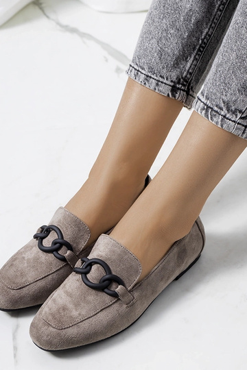 Graue Leder-Halbschuhe,...
