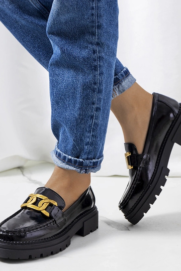Mocassins noirs à semelle haute, « Dorland »
