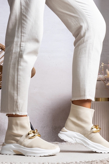 Taryn Beige Chain Sneakers