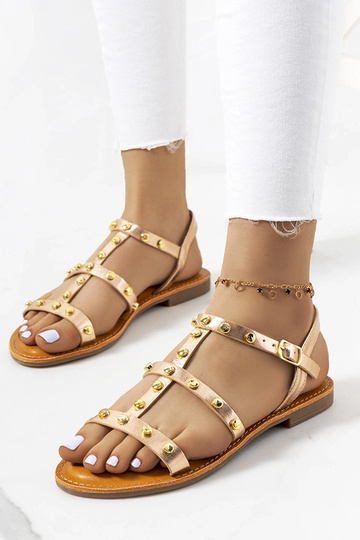 Rosa metallene Sandalen,...