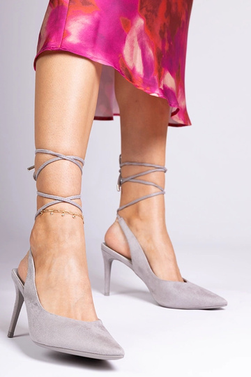 Graue Pumps mit offener Spitze von Hakola 2