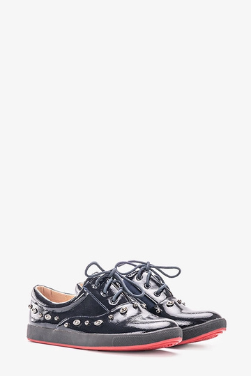 Mikaela Marineblå Laklæder børnesneakers 2