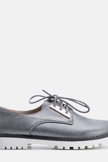 Grå skinnende børnesko Runa