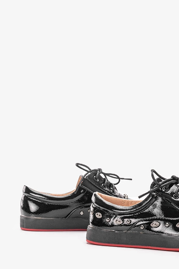 Baskets enfant Fatna en cuir verni noir 2