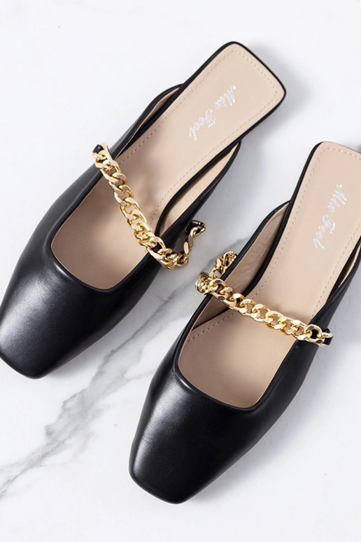 Zwarte elegante slippers, „Baras"