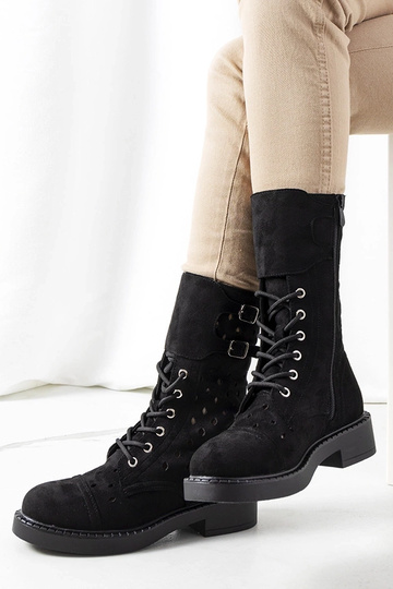 Schwarze Stiefeletten „Barkly“ mit Lochmuster 2