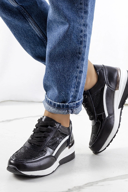 Schwarze Veloso-Leder-Sneakers Schwarze Veloso-Leder-Sneakers