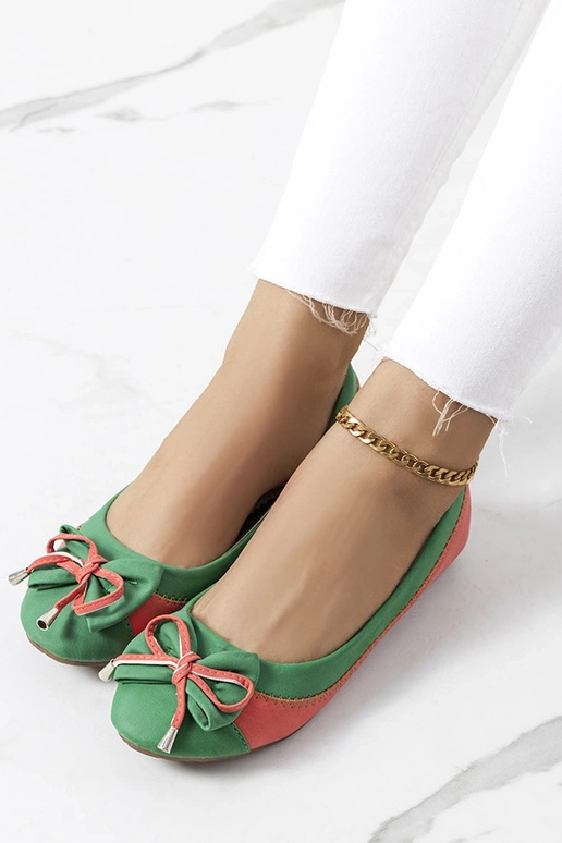 Grøn Eske Bow Ballet Flats