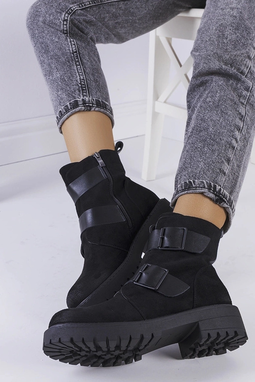 Schwarze Kunstvelours-Stiefel Leurbost