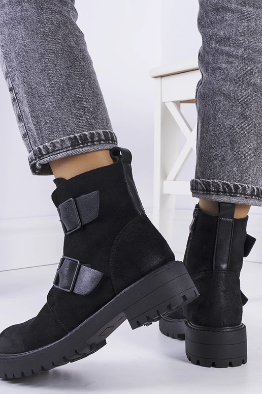 Schwarze Kunstvelours-Stiefel Leurbost