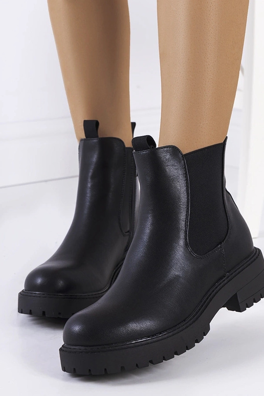 Bottines en éco-cuir noires, « Ecrin »