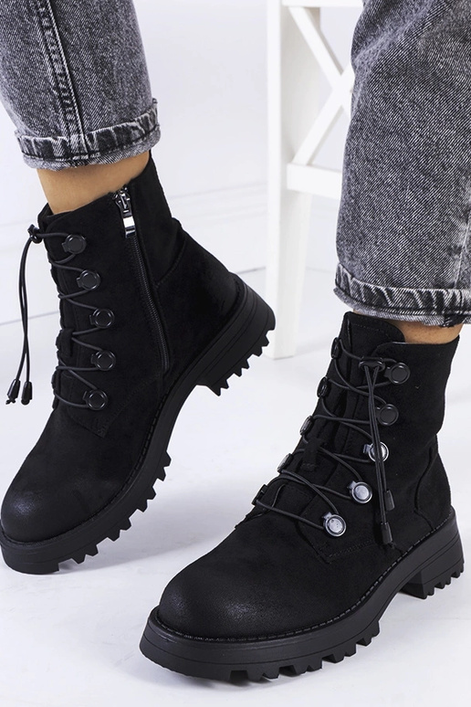 Bottes en simili daim noires Cesterfield