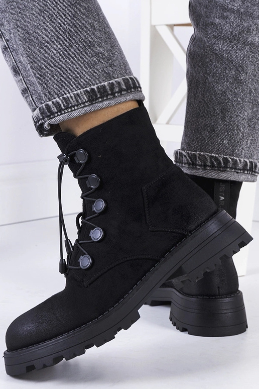 Schwarze Kunstvelours-Stiefel...