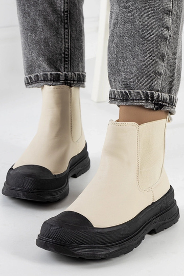 Bottes en simili cuir couleur sable Loree 2