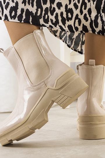Bottines en cuir verni beige Asma 2