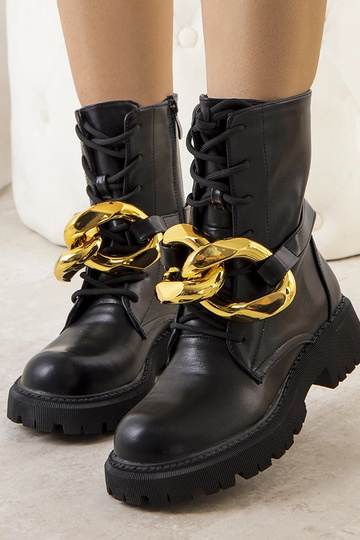 Schwarze Galar-Kettenstiefel