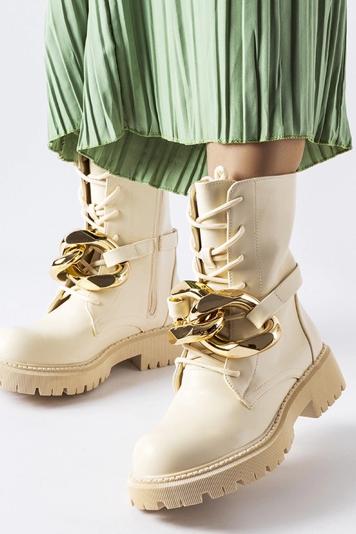 Beige Galar-Stiefel mit Kette Beige Galar-Stiefel mit Kette