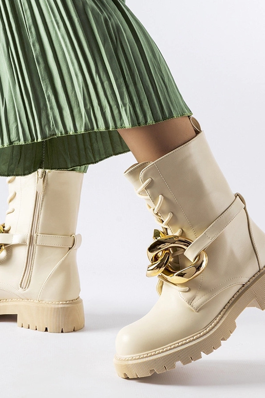 Beige Galar-Stiefel mit Kette Beige Galar-Stiefel mit Kette
