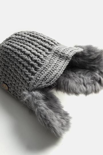 Chapeau Zora gris avec cache-oreilles