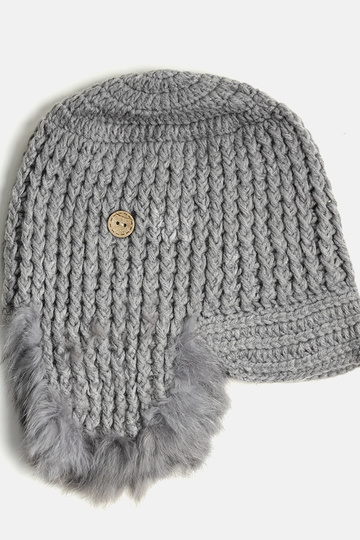 Chapeau Zora gris avec cache-oreilles 2