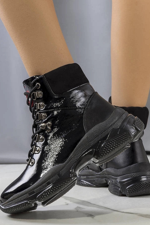 Sorte Celmir ankelstøvler i lak