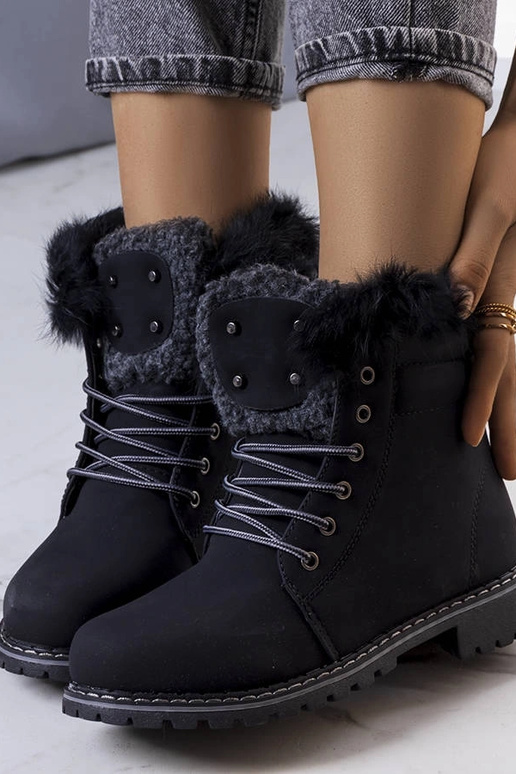 Bottes d'hiver noires avec fourrure,...