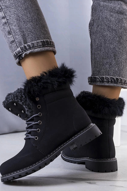 Bottes d'hiver noires avec fourrure,...