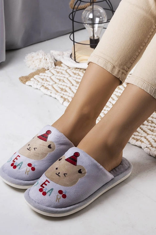 Chaussons Ours gris doux