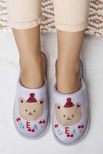 Chaussons Ours gris doux 2
